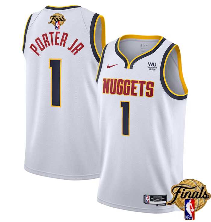 Men%27s Denver Nuggets #1 Michael Porter Jr. White 2023 Finals Association Edition Stitched Basketball Jersey Dzhi